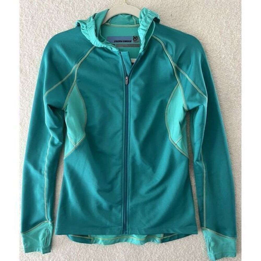 Novara‎ Cycling Women Jacket Small Green Gray Full Zip Hooded Softshell Pockets